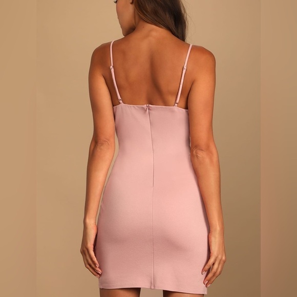 Lulus Drinks On Me Mauve Pink Sleeveless Pleated Bodycon Dress NWT - Picture 5 of 16
